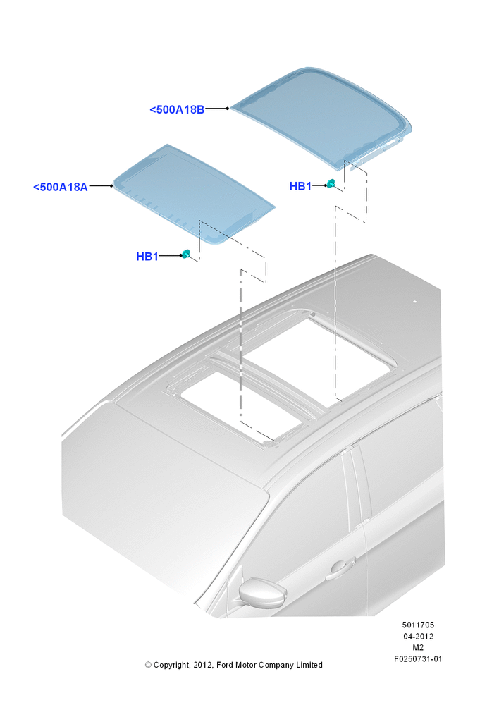 Схема Панель люка, Roof Conv-Panorama Pwr/Open; 09.04.2012–13.08.2019