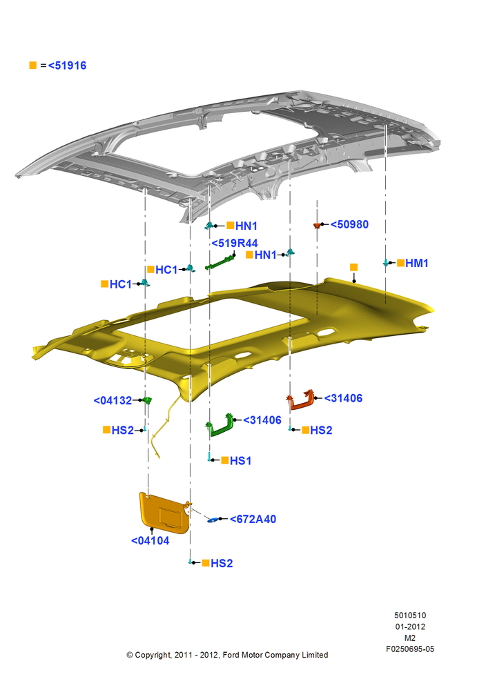 Схема Потолок и козырьки, Roof Conv-Panorama Pwr/Open; 09.04.2012–13.08.2019
