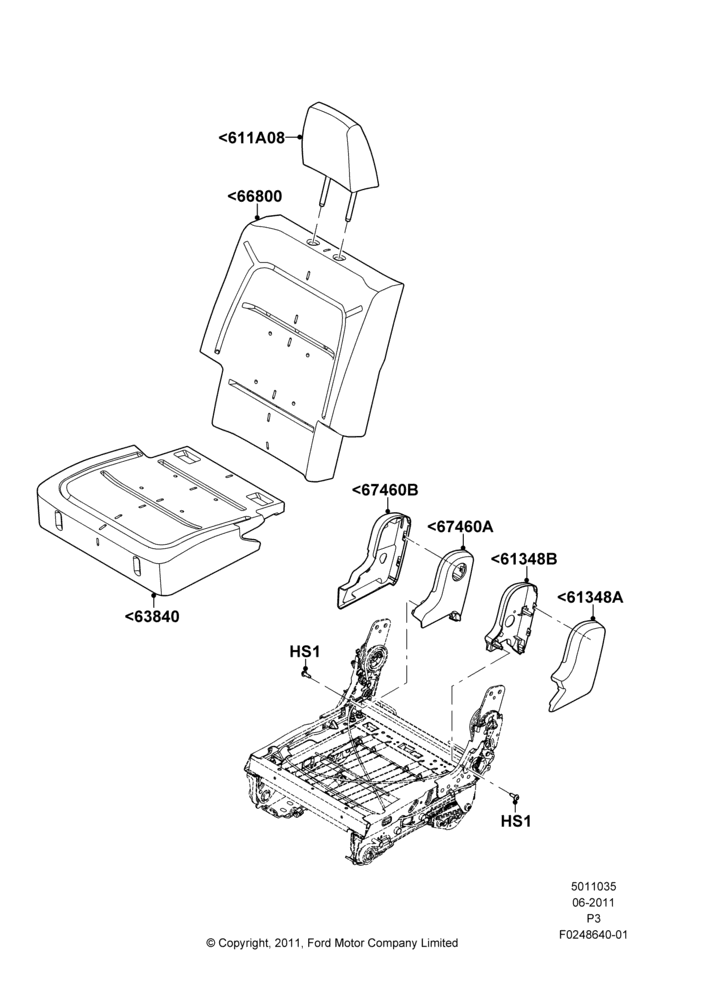Схема Подушки и обогрев задних сидений, 2nd Row 60/40 (3 P) Folding Seat, 40% Seat, RH; 13.06.2011