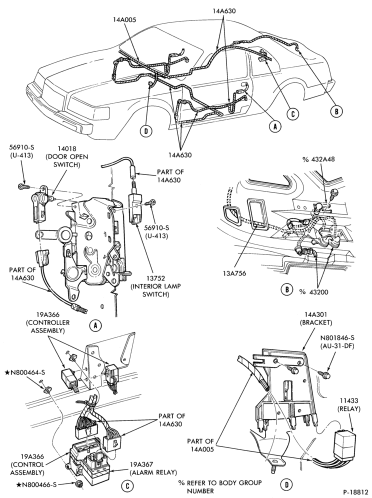 Схема Стартер, IGNITION AND HEADLAMP SWITCHES-Anti-theft alarm and related parts