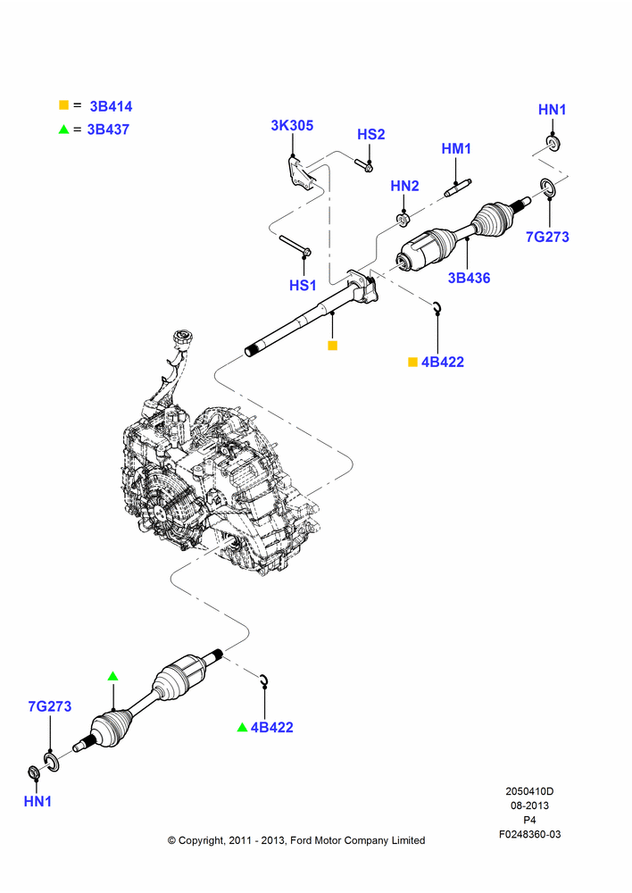 Схема Приводные валы переднего моста, 3.5L DOHC T/C V6 Gas; 29.02.2012–19.01.2015