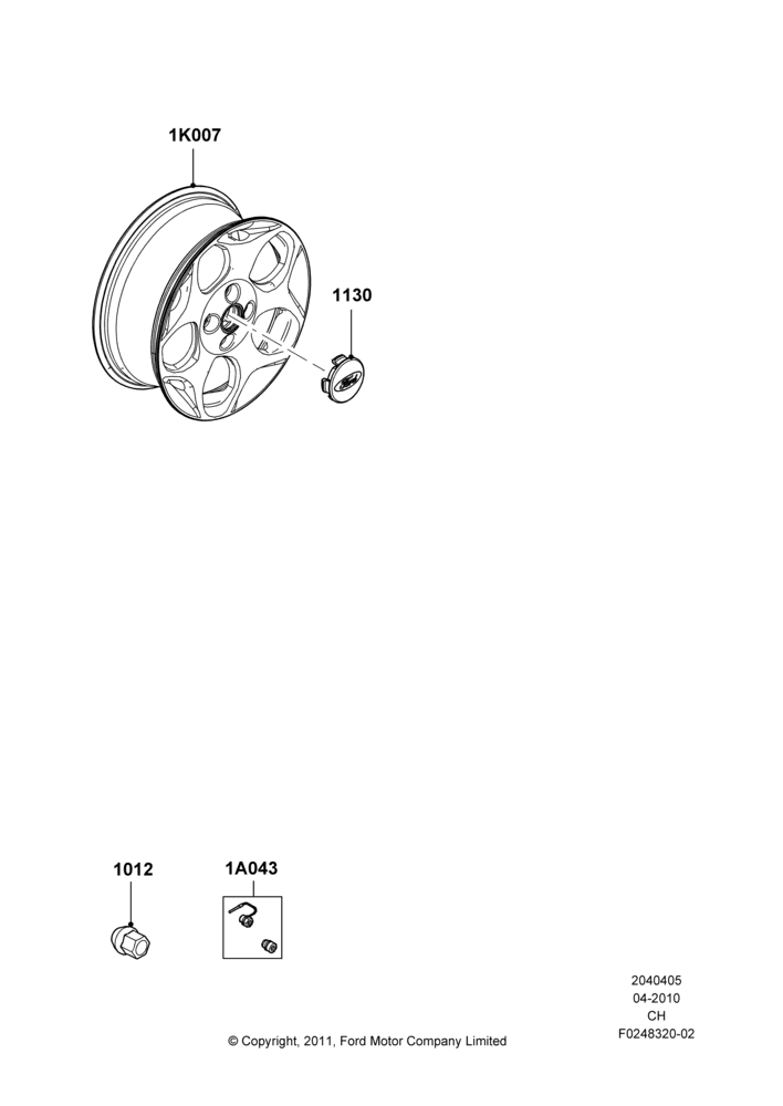 Схема Колёса, Accessory, Additional Parts May Be Required, Refer To The Installation Instructions Found Under Tech Specs At The Genuine Ford Accessory (GFA) Web Site, See Vehicle Restrictions And Modification Requirements, www.fordaccessoriesstore.com; 26.04.2010–27.04.2013