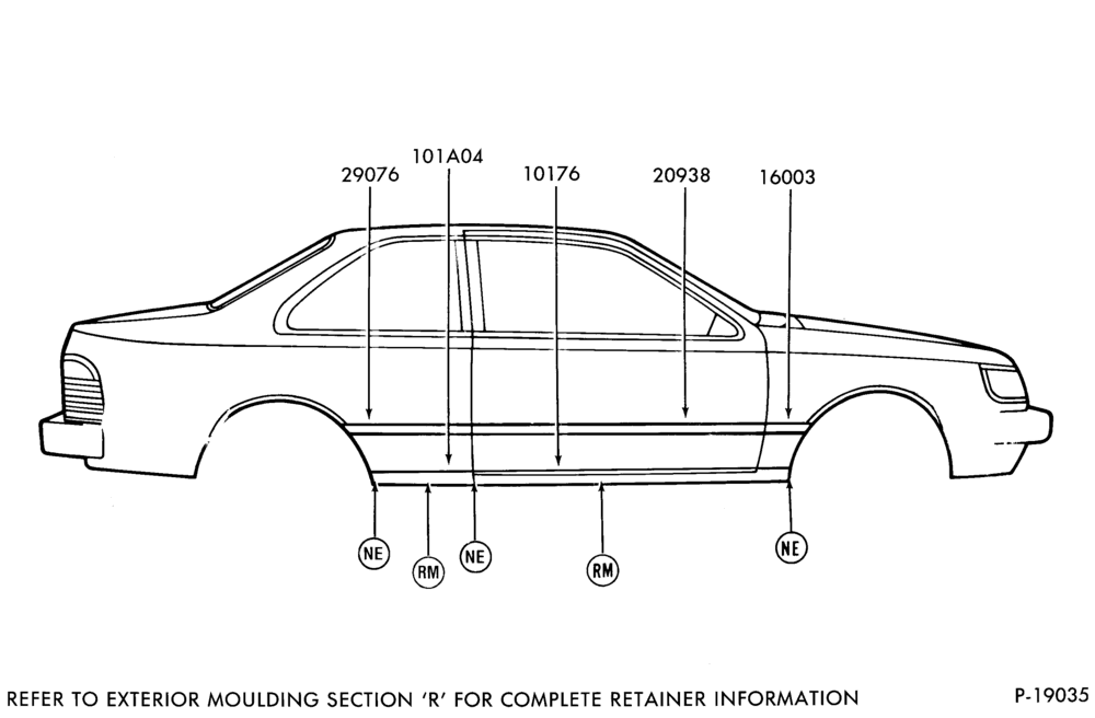 Схема BODY SIDE 1'' WIDE - PRESSURE SENSITIVE AND ROCKER PANEL - BODY TYPE 66