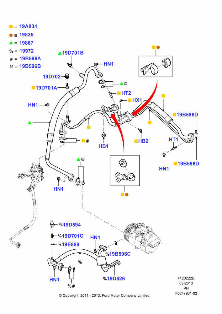 Схема Система кондиционирования, 3.5L DOHC T/C V6 Gas; 06.02.2012–01.03.2019