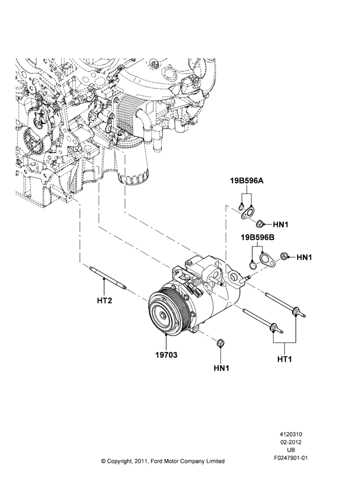 Схема Конденсатор и компрессор кондиционера, 3.7L DOHC V6 Gas., Compressor Assy; 06.02.2012–03.03.2019