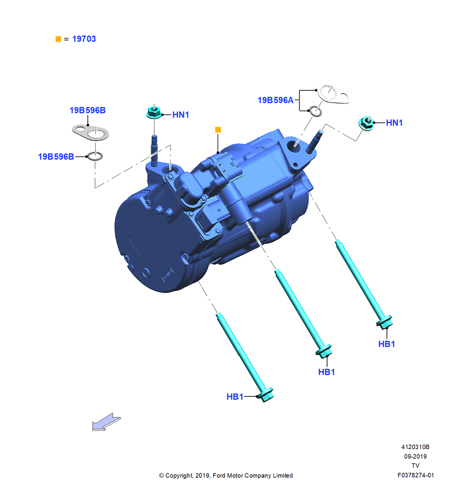 Схема Конденсатор и компрессор кондиционера, 3.0L Nano-D4-G-GTDI-CD6R-PHEV, Compressor Assy; 06.05.2019
