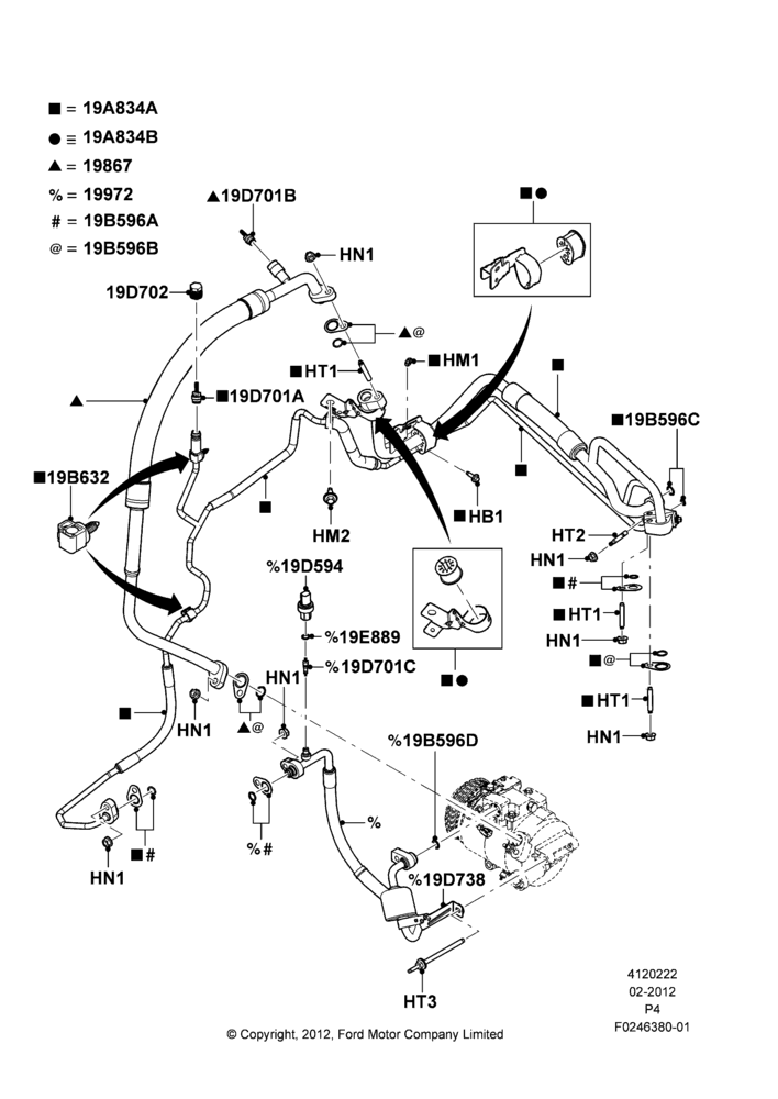 Схема Система кондиционирования, 3.7L DOHC V6 Gas., Under Hood; 29.02.2012