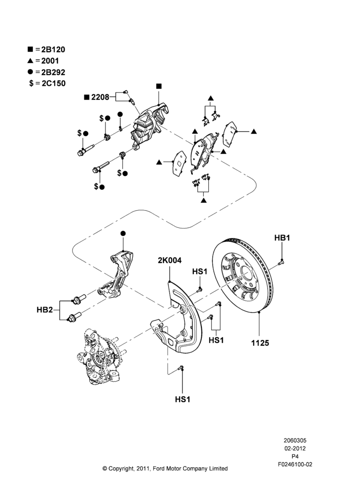 Схема Передние тормозные диски и суппорты, Brake Calipers - Gray; 29.02.2012