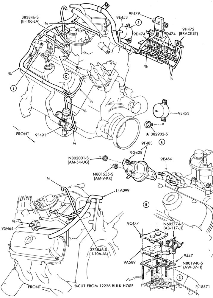 Схема 6 CYL. 3.8L (230 C.I.D.)-recirculation (E.G.R.)- E.F.I.