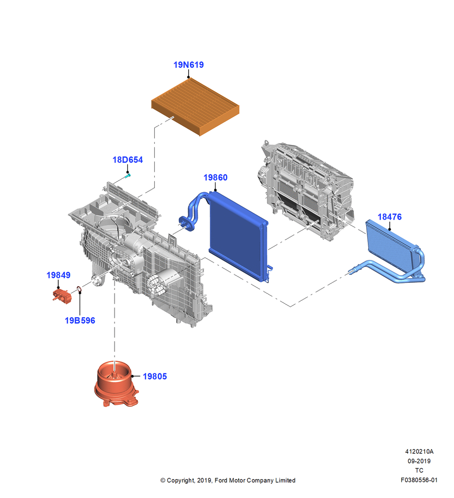 Схема Климат — внутренние компоненты, Manual Electric Air Conditioning; 19.08.2019