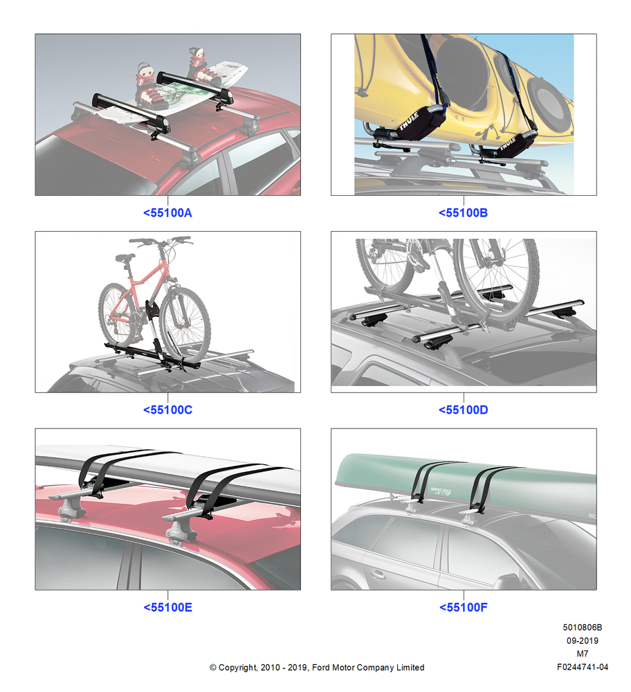 Схема Крепления багажника (аксессуар), (+) North American Markets, Cross Bar, Ski Racks, Bike Racks, Wheel Holder, Kayak And Canoe Carrier; 08.01.2007–29.04.2012