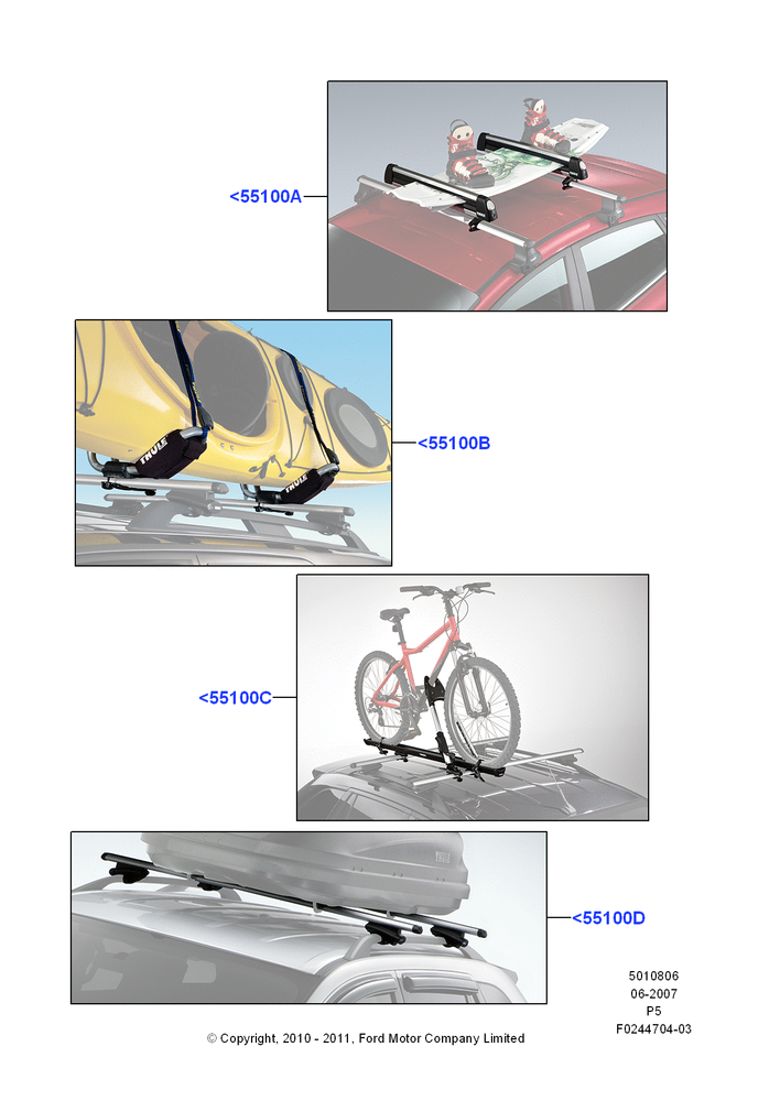 Схема Крепления багажника (аксессуар), Cross Bar, Ski Racks, Bike Racks, Wheel Holder, Kayak And Canoe Carrier; 18.06.2007–27.02.2009
