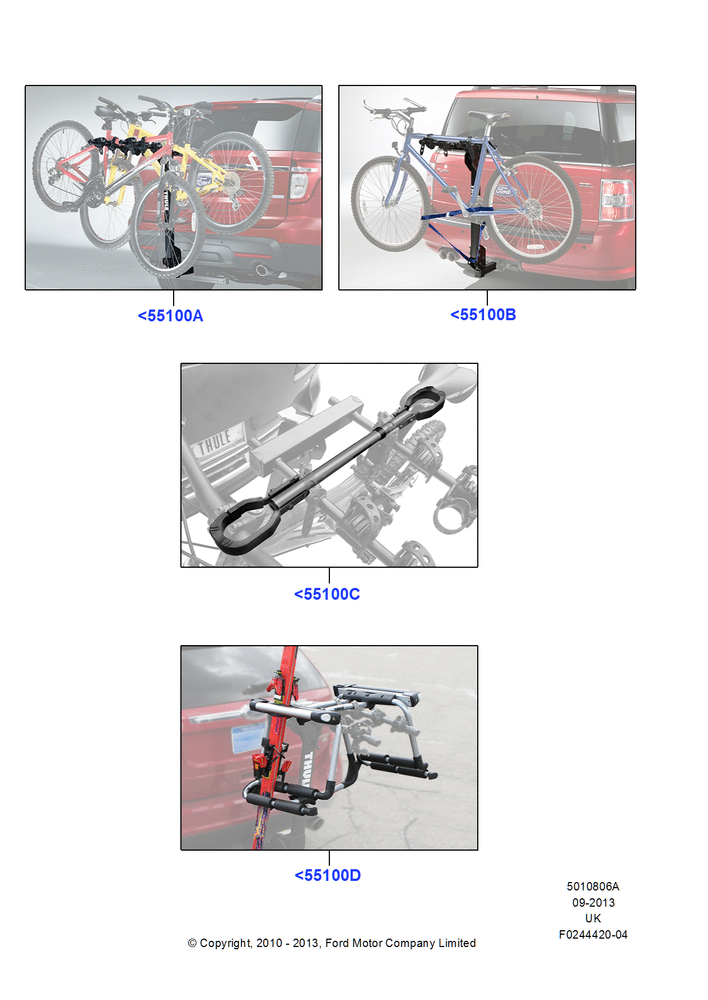 Схема Крепления багажника (аксессуар), Rear Hitch Mount Bike Rack; 30.01.2006–29.10.2010