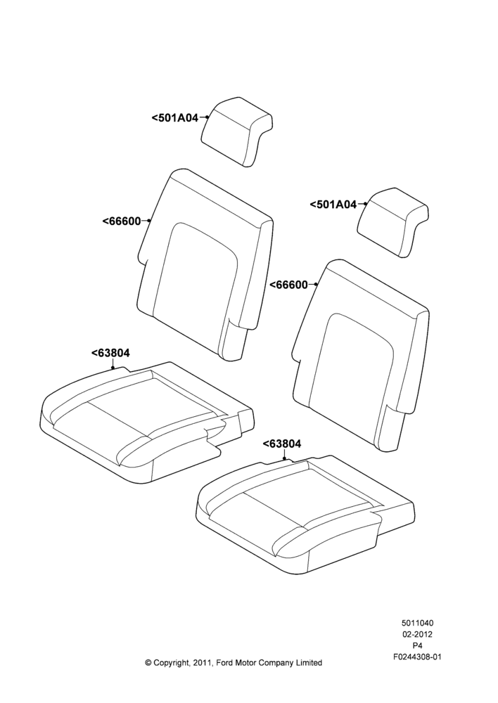 Схема Rear Seat Covers, With Third Row Split Bench Seat; 29.02.2012