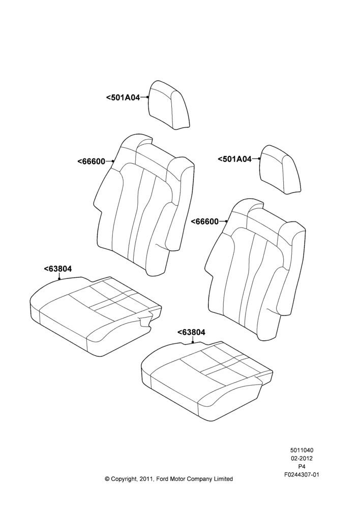 Схема Rear Seat Covers, With 2nd Row Quad Power Fold Seat; 29.02.2012