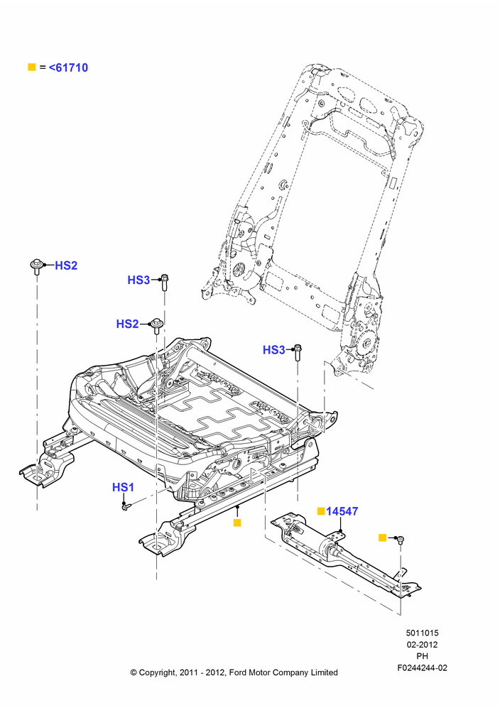 Схема Основание переднего сиденья, With Driver 8 Way Pwr.Seat Adjuster; 06.02.2012–01.03.2019