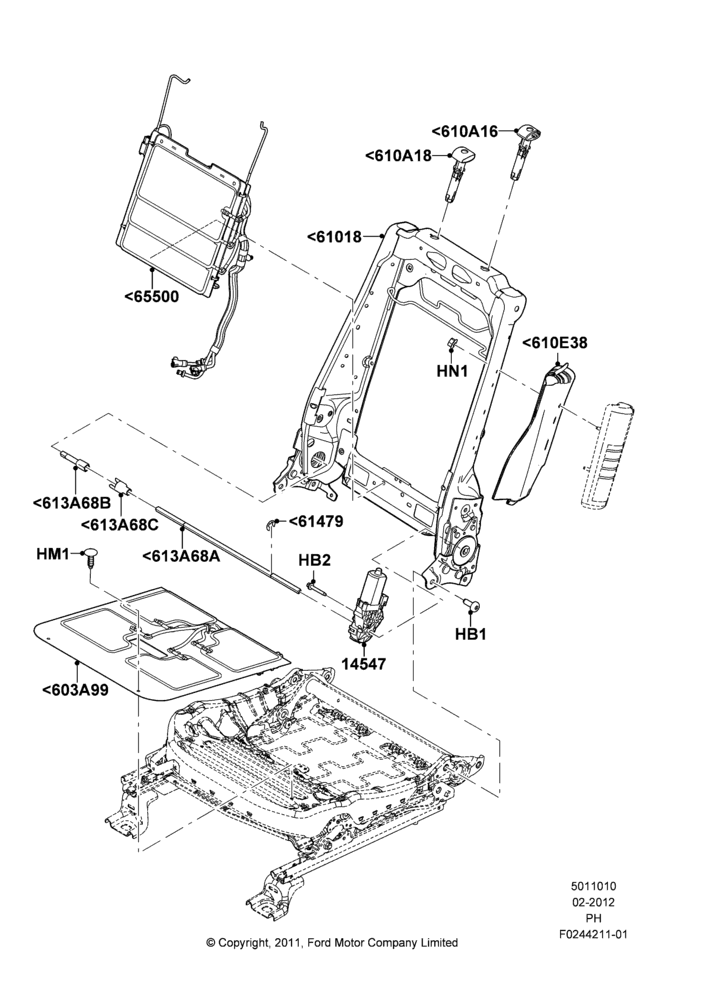 Схема Спинка переднего сиденья, With Driver 8 Way Pwr.Seat Adjuster; 06.02.2012–01.03.2019