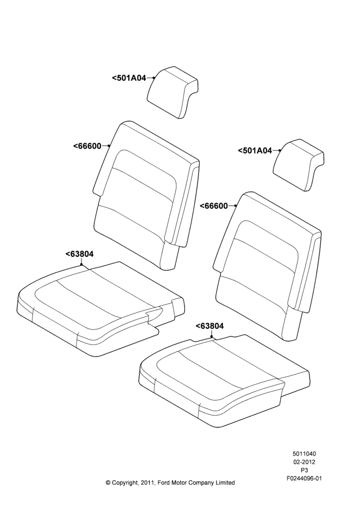 Схема Rear Seat Covers, With Third Row Power Folding Seat; 29.02.2012