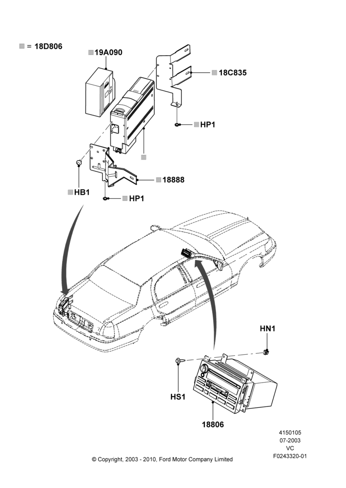 Схема Аудиооборудование (заводское), Less Navigation System, With CD Player Autochanger; 14.07.2003–25.07.2005