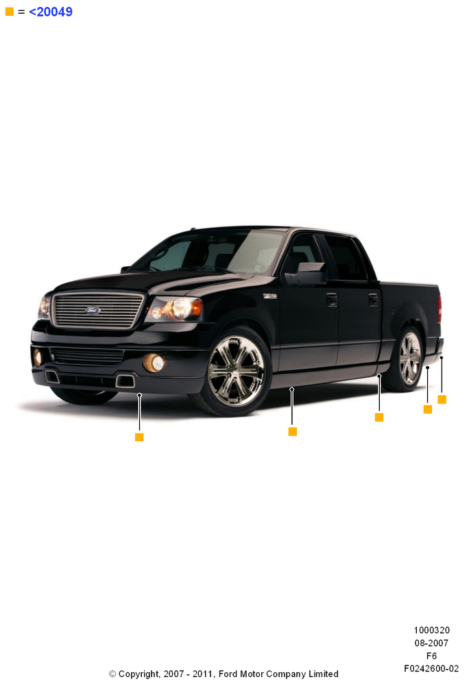 Схема Декор кузова — перед, Crew Cab, FOOSE Style Kit, Includes Front Valance, Rear Valance, Rockers, Door Caps, Hitch Cover, Set Of 9 Pieces; 13.08.2007–18.08.2008