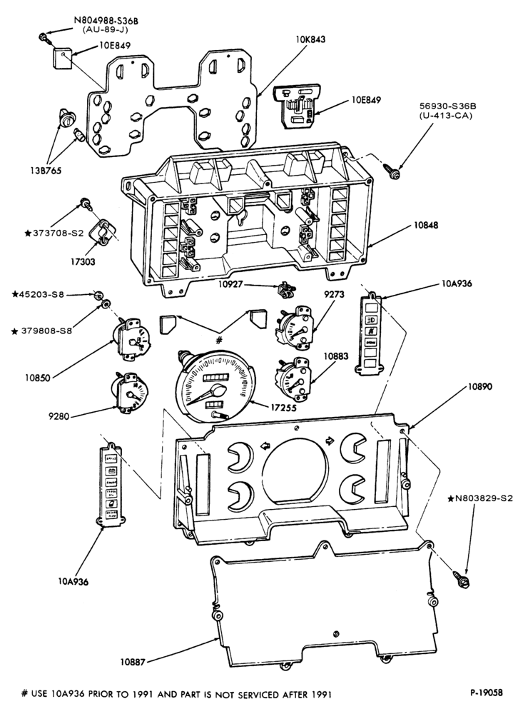 Схема INSTRUMENT CLUSTERS-Instrument cluster and related parts-E100/350 -A-exc. electronic- four gauge