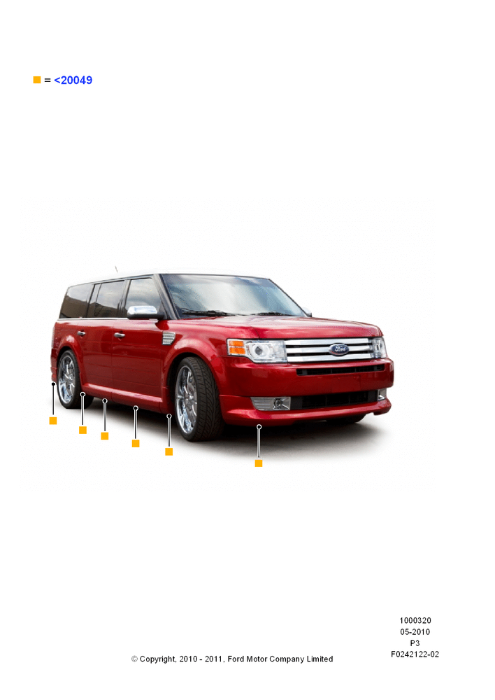 Схема Декор кузова — перед, Less Trailer Towing Hitch, Kit Includes Front Fascia, Rear Fascia, Door Moldings, Quarter Panel Moldings, Set Of 10 Pieces; 10.05.2010–13.06.2011