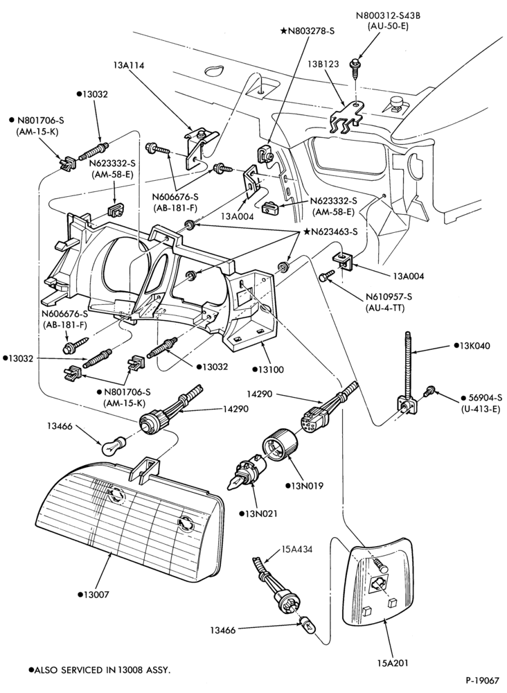 Схема LAMPS-Headlamp, parking and front fender side marker- Taurus