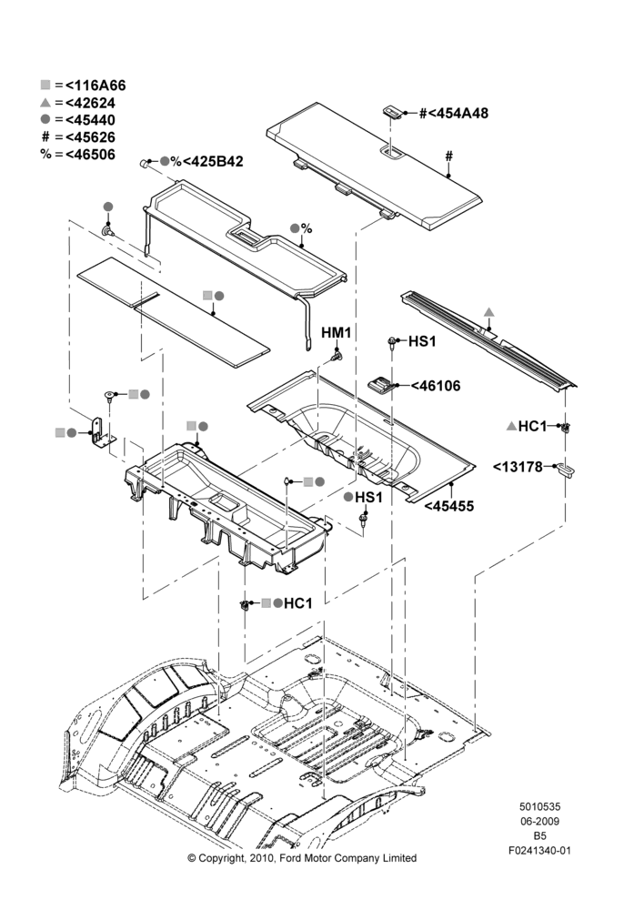 Схема Load Compartment Trim, 131"/3327.4MM  Wheelbase, With Cargo Area Management, With Third Row Power Folding Seat, Production Installed; 29.06.2009–11.08.2014