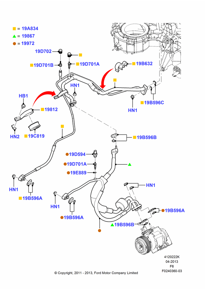 Схема Система кондиционирования, 3.5L V6 Gas DOHC TIVCT; 03.01.2011–23.12.2014