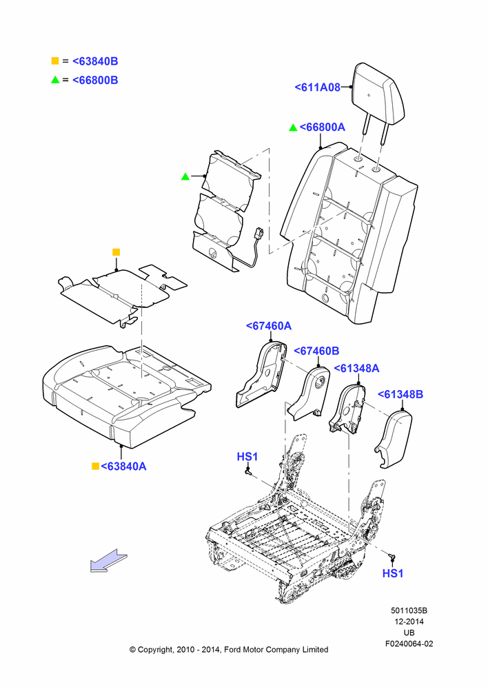 Схема Подушки и обогрев задних сидений, 2nd Row 60/40 (3 P) Folding Seat, 40% Seat; 04.10.2010–04.05.2015