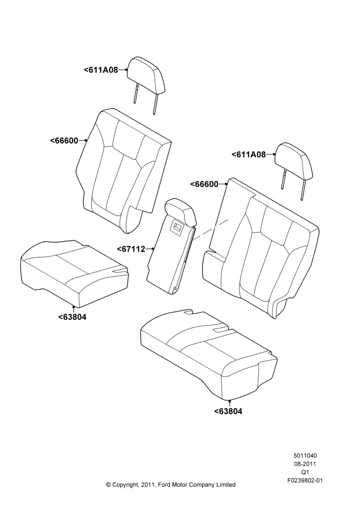 Схема Rear Seat Covers, Ford Series; 08.08.2011–13.05.2013