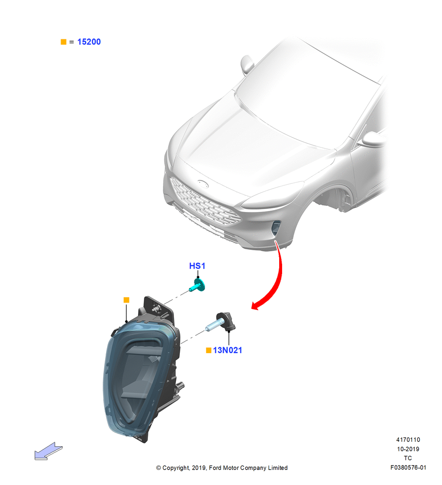 Схема Передние противотуманные фары, Grille - Upper Chrome Bar/Surround, Grille-Upr Slf Clr Msh/Chr Surround; 19.08.2019
