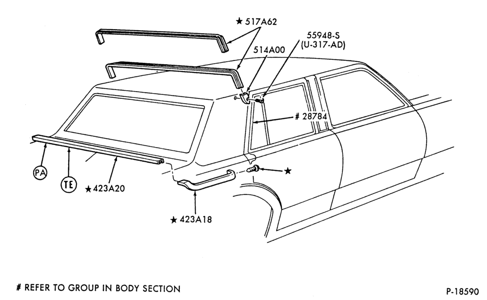 Схема FORMAL ROOF BACK BELT AND ROOF - BODY TYPE 54
