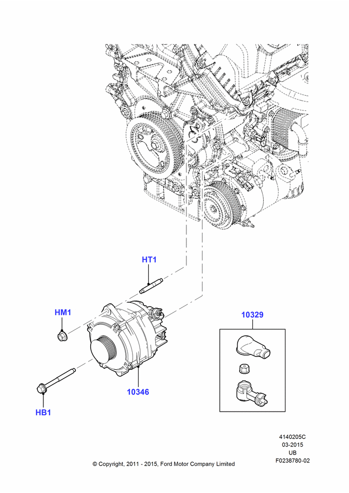 Схема Генератор и крепление, 3.7L DOHC V6 Gas.; 06.02.2012–03.03.2019