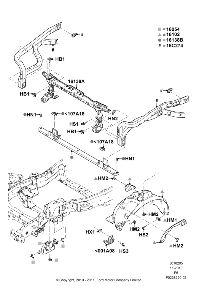 Схема Передние панели, Aprons & Side Members, 3.5L V6 Gas DOHC TIVCT; 03.01.2011–23.12.2014