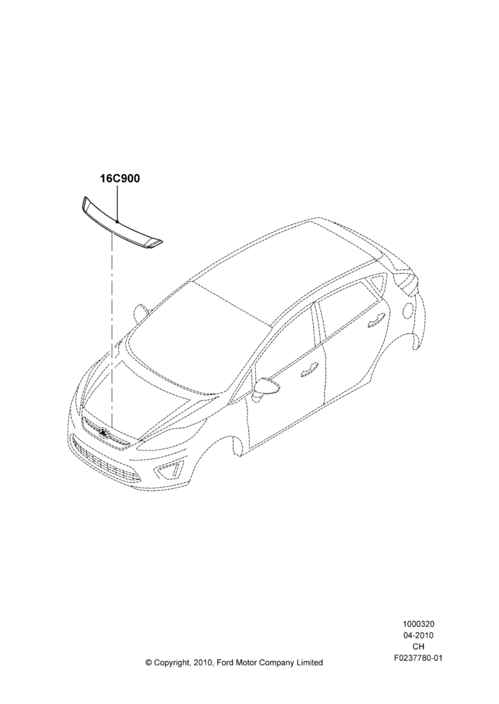 Схема Декор кузова — перед, Accessory, Hood Air Deflector; 26.04.2010–27.04.2013