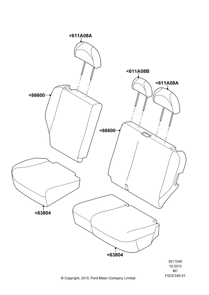 Схема Rear Seat Covers, Lincoln/Mercury Series; 29.11.2010–29.04.2012