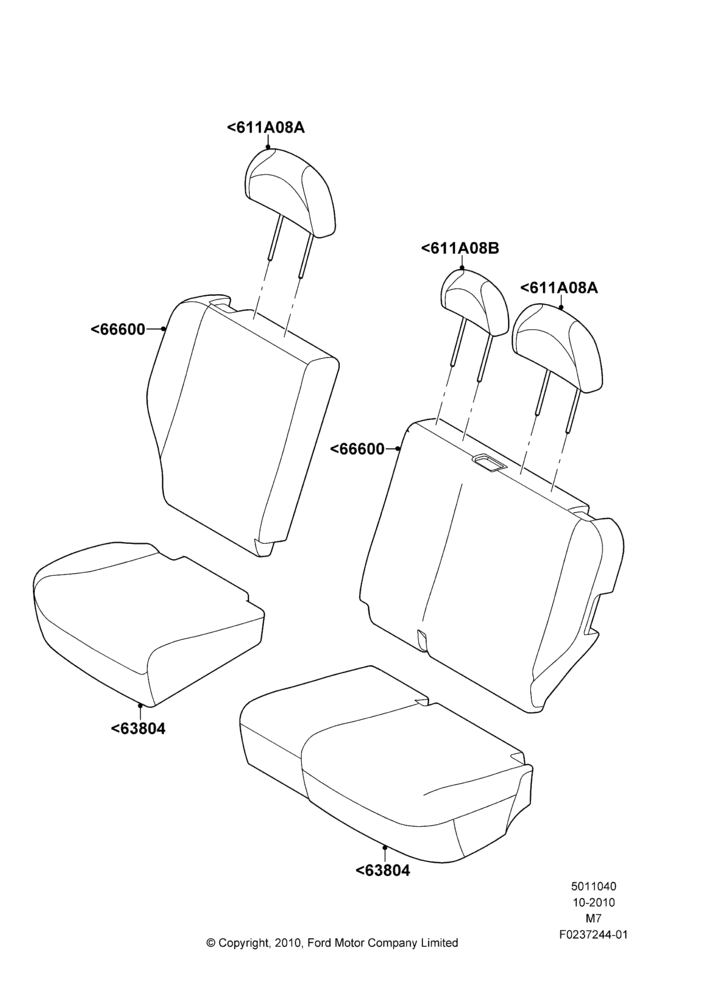 Схема Rear Seat Covers, Ford Series; 29.11.2010–29.04.2012