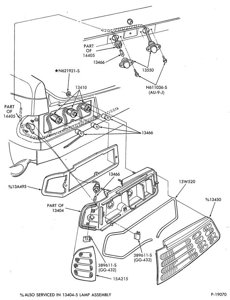 Схема LAMPS-Rear, backup, license plate and bodyside marker - Taurus - B/T 54