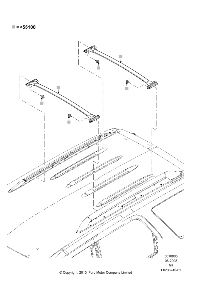 Схема Багажники на крышу, Accessory, Elliptical Cross Bars; 23.06.2008–29.04.2012