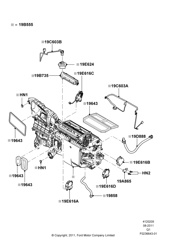 Схема Климат — наружные компоненты, Dual Zone Auto Temp Control A/C, With Humidity Sensor; 08.08.2011–24.12.2014