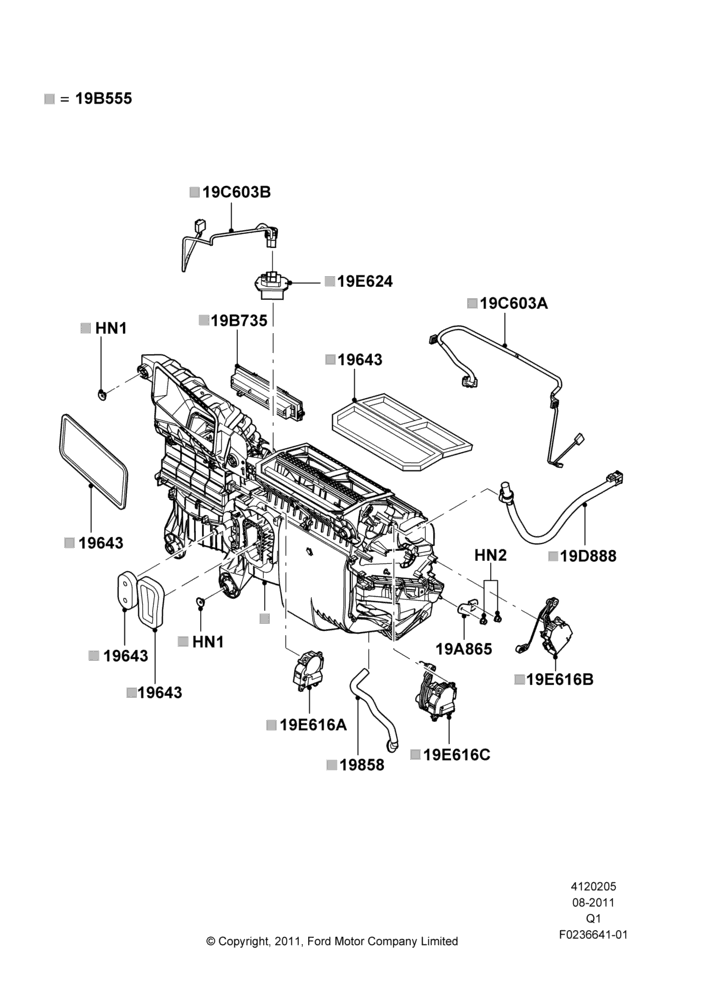 Схема Климат — наружные компоненты, Manual Air Conditioning, With Humidity Sensor; 08.08.2011–24.12.2014
