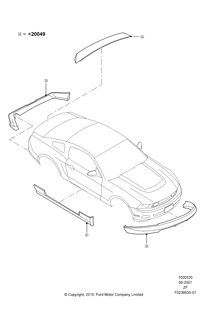 Схема Декор кузова — перед, GT, Includes Front Fascia, Rear Fascia and Rocker Panels, Set Of 5 Pieces, Accessory; 25.06.2007–27.05.2008