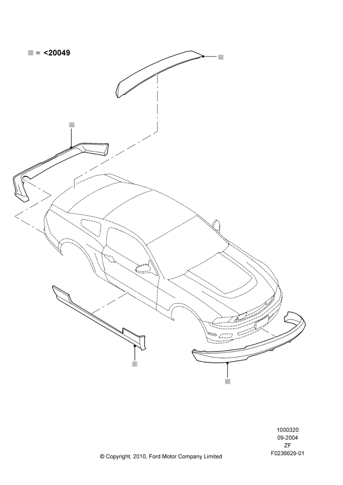 Схема Декор кузова — перед, GT, Includes Front Fascia, Rear Fascia and Rocker Panels, Set Of 5 Pieces, Accessory; 07.09.2004–25.06.2007