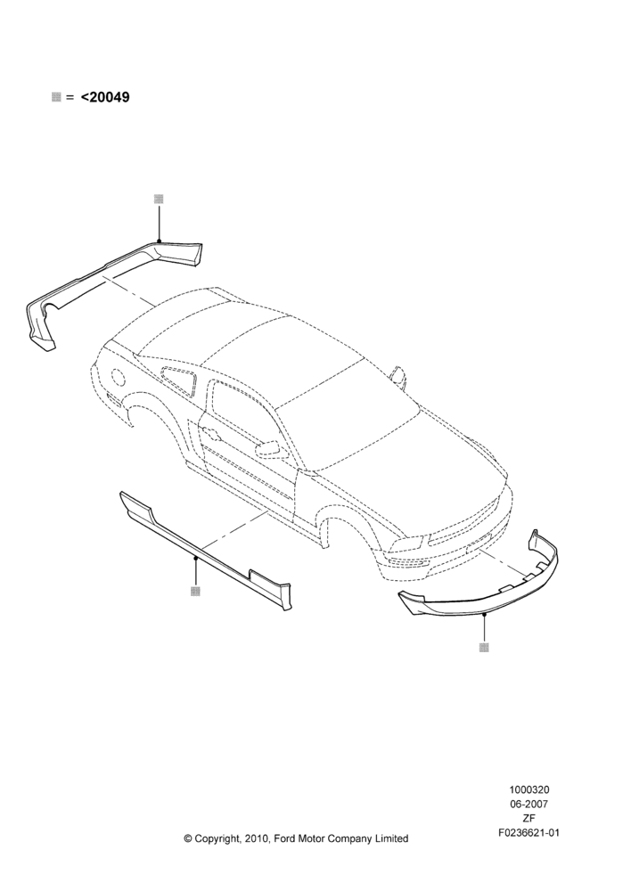 Схема Декор кузова — перед, Base, Includes Front Fascia, Rear Fascia and Rocker Panels, Accessory, Set Of 4 Pieces; 25.06.2007–27.05.2008