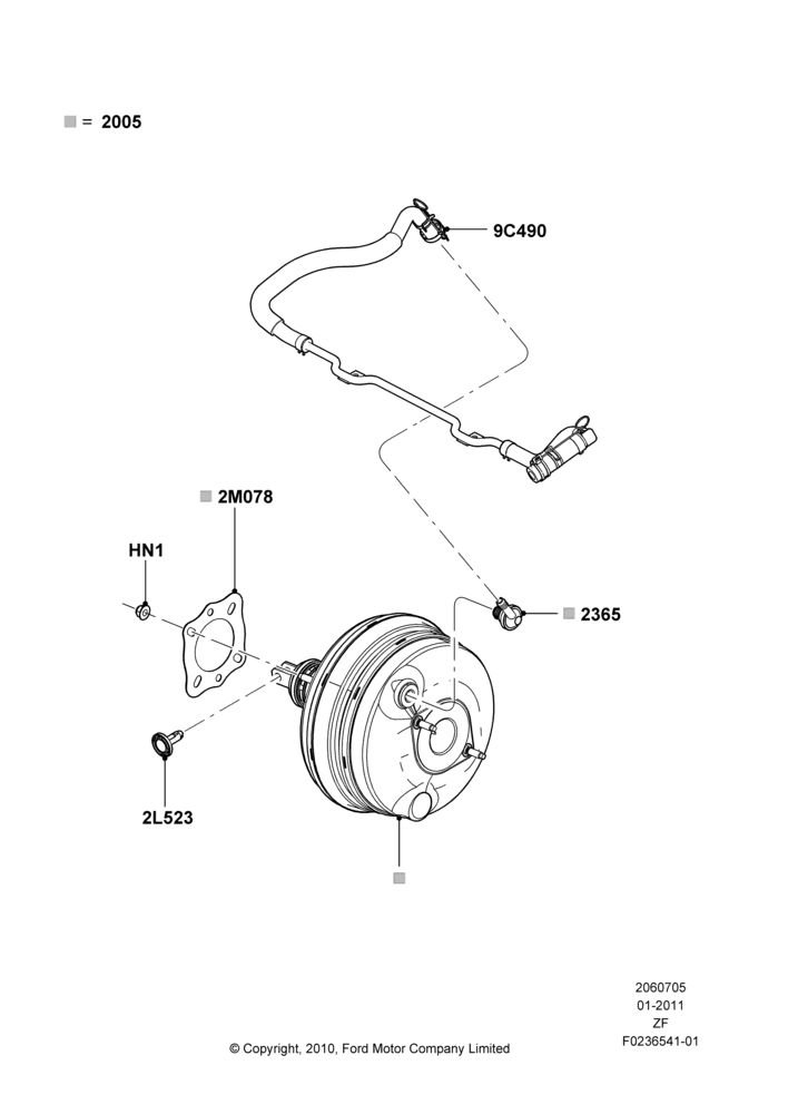 Схема Вакуумный усилитель, 5.0L V8 32V DOHC EFI Modular; 03.02.2011–27.06.2014
