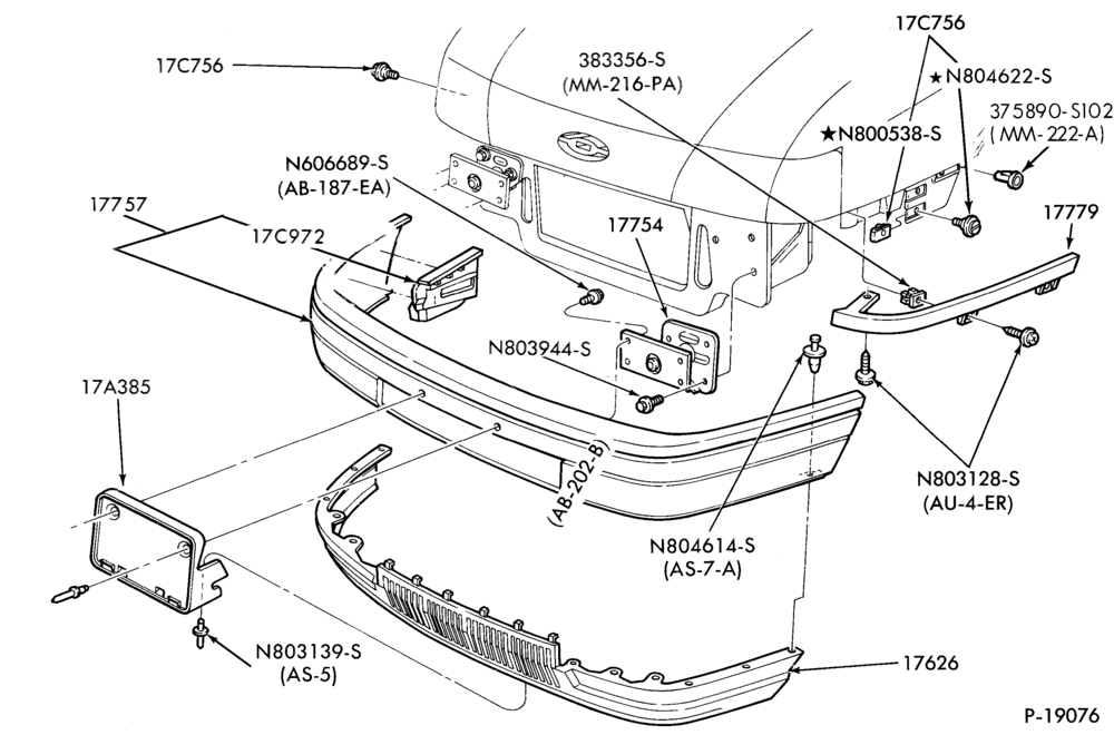 Схема SPEEDOMETER, BUMPERS, MIRRORS AND WIPERS-Bumper- front - Sable