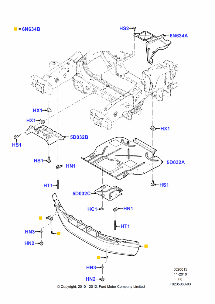 Схема Защитные щитки и теплозащита, 3.7L 4V PFI V6 NA Gas, MOD 5.0L-4V DOHC SEFI NA, Romeo 4.6 SOHC EFI; 03.11.2010–23.12.2014