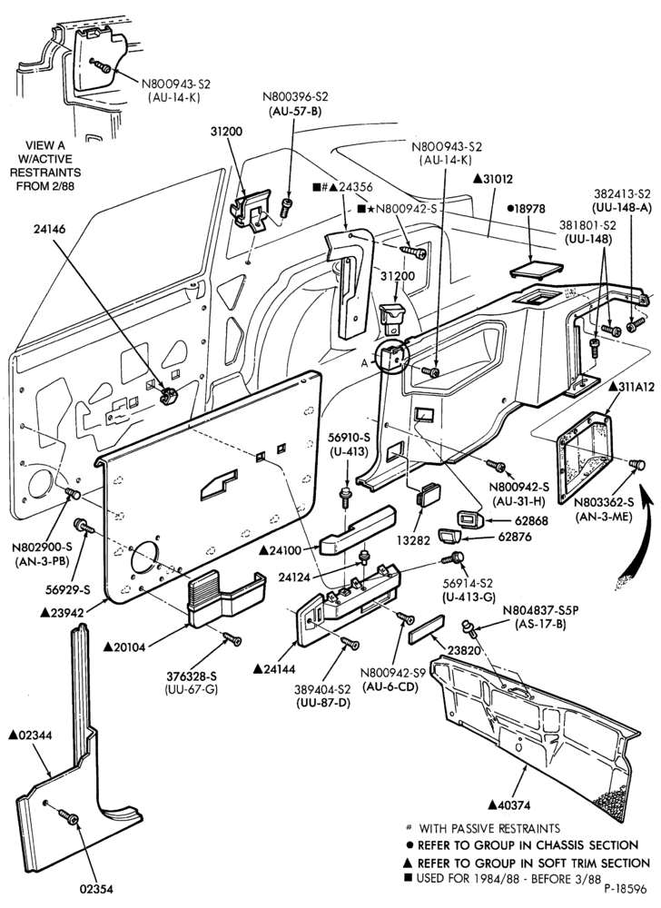 Схема SOFT, INTERIOR TRIM-Interior trim parts   - "L", "LX", "GT", "GS" or "XR3" series