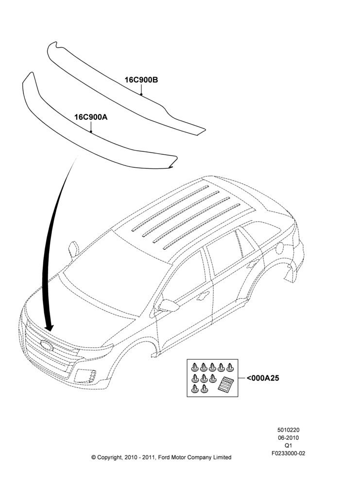 Схема Капот и детали, Ford Series, Accessory; 12.07.2010–24.12.2014